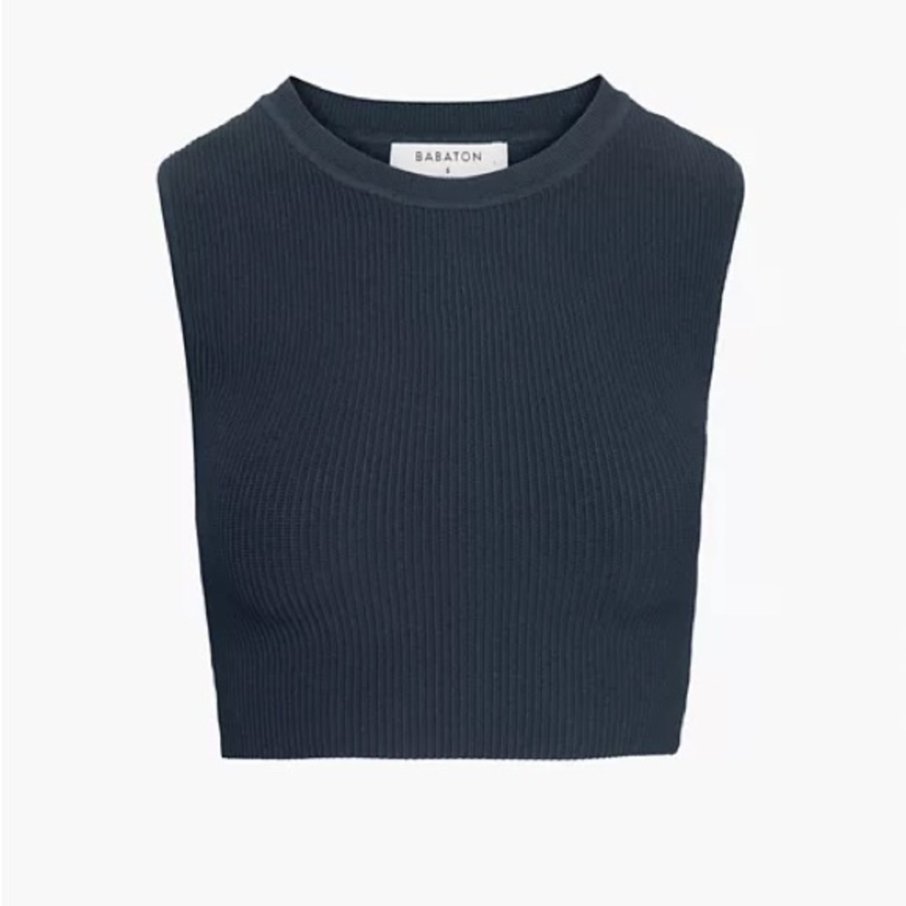 Babaton Navy Ribbed Sleeveless Top